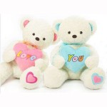 White 2.5 Feet Couple Teddy Bears holding LOVE YOU heart